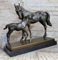 Load image into Gallery viewer, Horse W/ Foal Bronze Marble Figurine Statue By Mene Hot Cast Sculpture Figure
