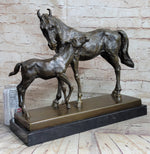 Horse W/ Foal Bronze Marble Figurine Statue By Mene Hot Cast Sculpture Figure