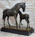 Load image into Gallery viewer, Horse W/ Foal Bronze Marble Figurine Statue By Mene Hot Cast Sculpture Figure
