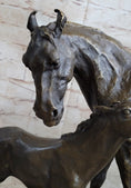 Load image into Gallery viewer, Horse W/ Foal Bronze Marble Figurine Statue By Mene Hot Cast Sculpture Figure
