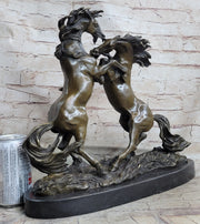 Dueling Stallion Horses Rearing Horse Bronze Statue Sculpture Decor Marble Base Original