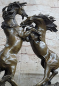 Load image into Gallery viewer, Dueling Stallion Horses Rearing Horse Bronze Statue Sculpture Decor Marble Base Original
