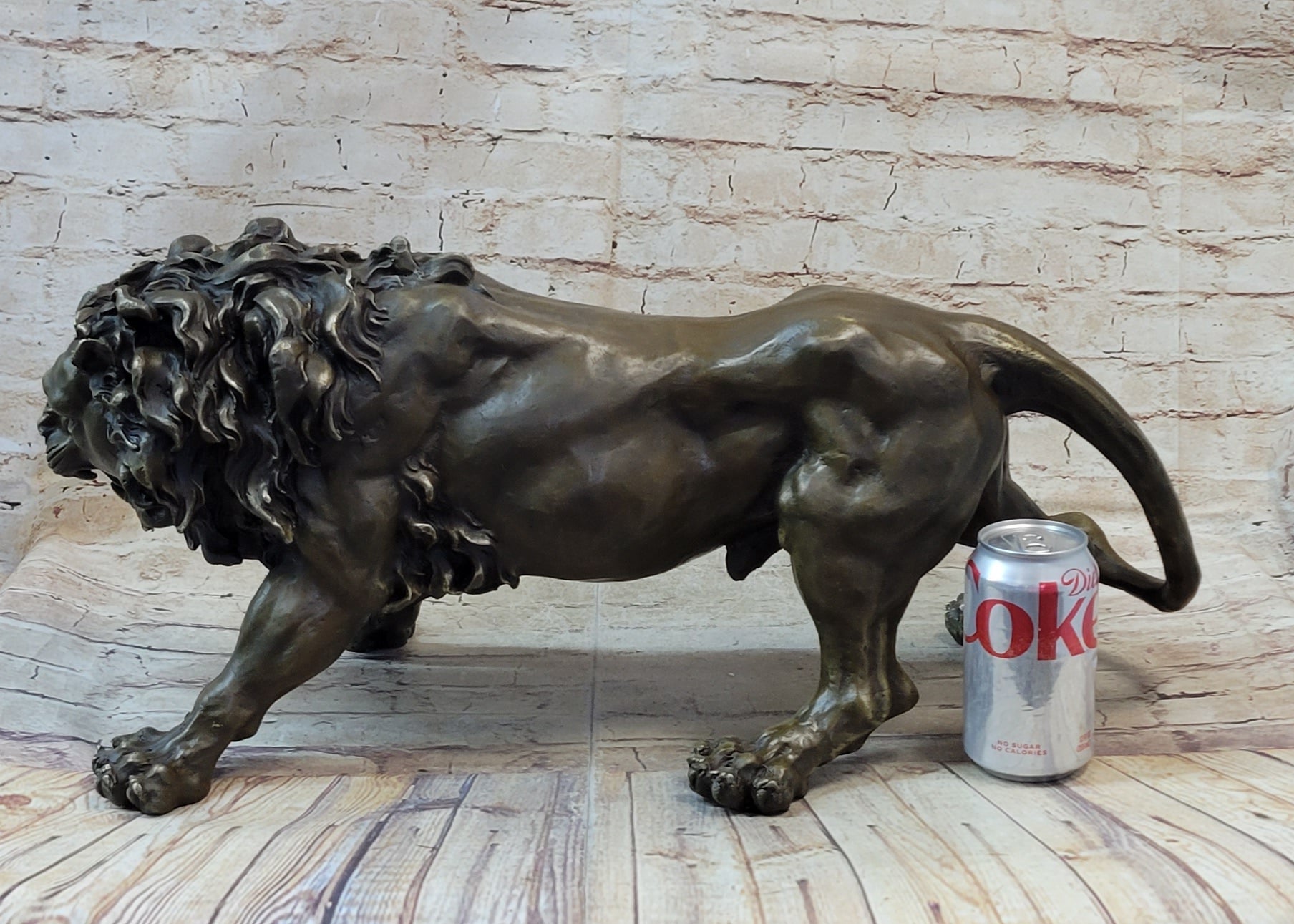 Roaring Guardian Lion Bronze Metal Figurine Sculpture Statue Signed Art Decor