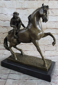 Load image into Gallery viewer, Horseback Monkey on My Back Riding Horse Bronze Statue Sculpture Figure by Milo 13" x 13"
