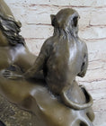 Load image into Gallery viewer, Horseback Monkey on My Back Riding Horse Bronze Statue Sculpture Figure by Milo 13" x 13"
