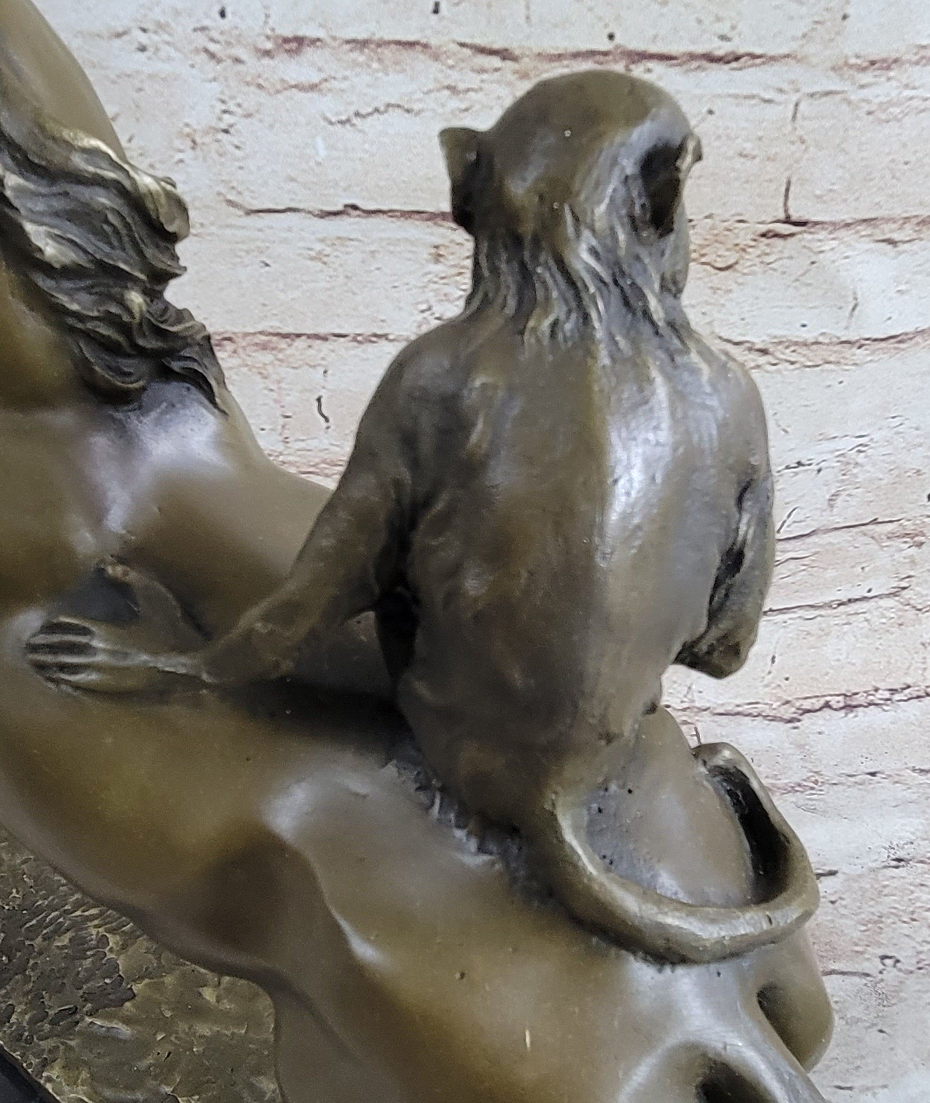 Horseback Monkey on My Back Riding Horse Bronze Statue Sculpture Figure by Milo 13" x 13"