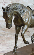 Load image into Gallery viewer, Extra Large Original Bronze Sculpture Horse Trots Stallion Marble Base Figurine
