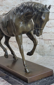 Extra Large Original Bronze Sculpture Horse Trots Stallion Marble Base Figurine