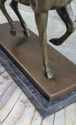 Extra Large Original Bronze Sculpture Horse Trots Stallion Marble Base Figurine