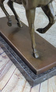 Extra Large Original Bronze Sculpture Horse Trots Stallion Marble Base Figurine