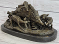 Load image into Gallery viewer, Handmade Vintage Lecourtier Wild Boar & Dogs Bronze Sculpture Figurine Figure
