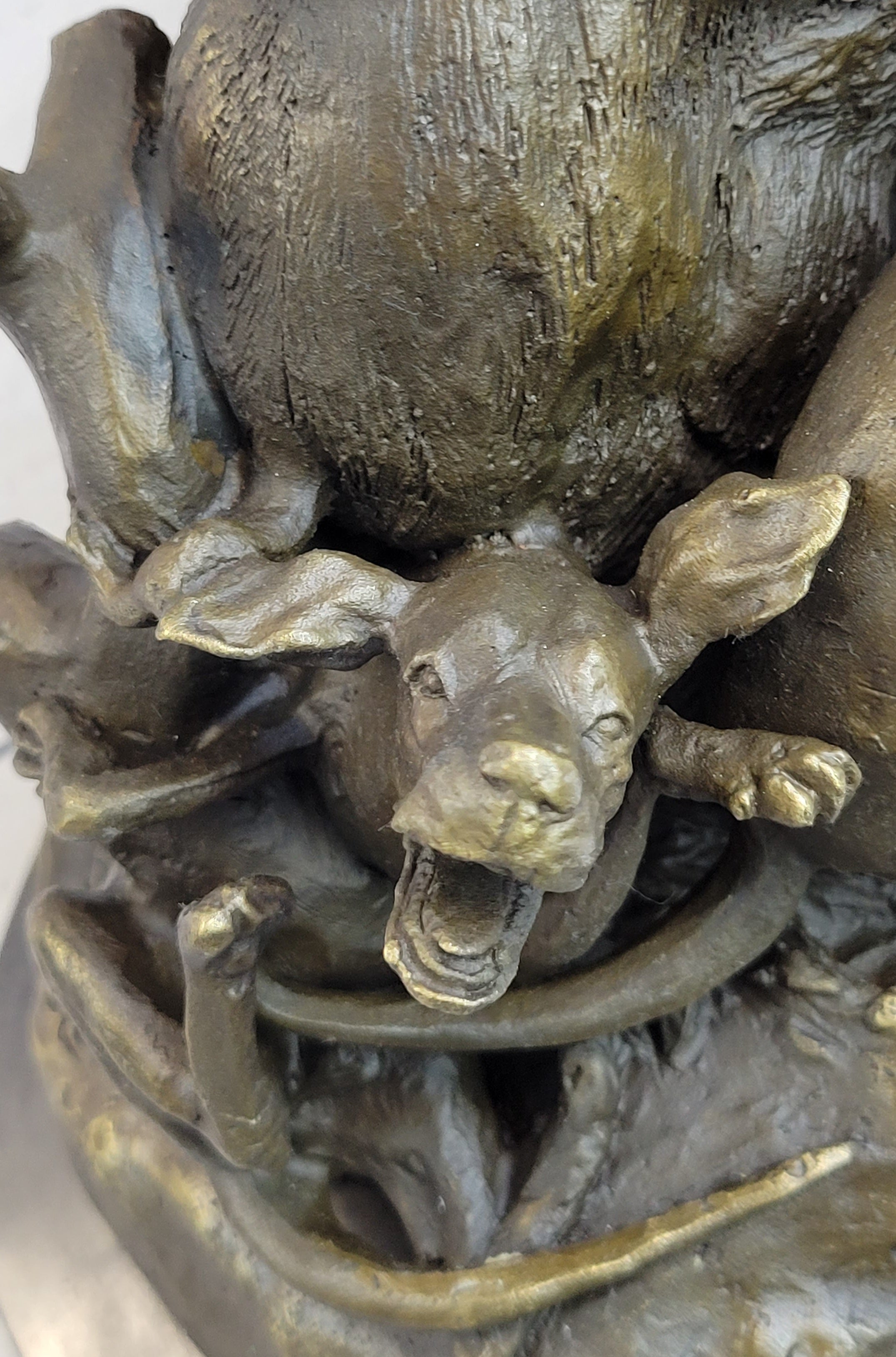 Handmade Vintage Lecourtier Wild Boar & Dogs Bronze Sculpture Figurine Figure