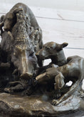 Load image into Gallery viewer, Handmade Vintage Lecourtier Wild Boar & Dogs Bronze Sculpture Figurine Figure
