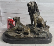 Male and Female Lions African Lion Safari Savannah Bronze Sculpture Statue Art Decor