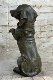 Hot Cast Bronze Puppy Dog Begging Signed Original Art Sculpture Statue Figure