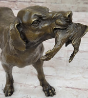 Signed Truffot Hunting Dog With Dead Bird Bronze Art Deco Sculpture Home Decor