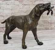 Signed Truffot Hunting Dog With Dead Bird Bronze Art Deco Sculpture Home Decor
