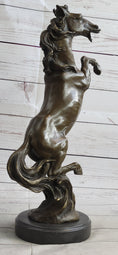 Load image into Gallery viewer, Hot Cast Bronze Rearing Stallion Horse Bronco Western Decor Signed Art Sculpture Statue
