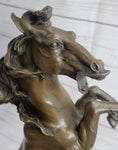 Load image into Gallery viewer, Hot Cast Bronze Rearing Stallion Horse Bronco Western Decor Signed Art Sculpture Statue
