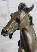 Hot Cast Bronze Rearing Stallion Horse Bronco Western Decor Signed Art Sculpture Statue