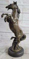 Load image into Gallery viewer, Hot Cast Bronze Rearing Stallion Horse Bronco Western Decor Signed Art Sculpture Statue
