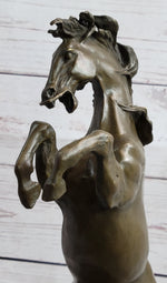 Rearing Horse Bronze Metal Statue Sculpture Figure on Marble Base