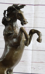 Rearing Horse Bronze Metal Statue Sculpture Figure on Marble Base