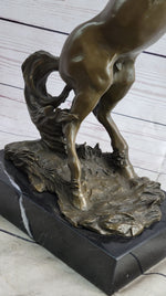 Rearing Horse Bronze Metal Statue Sculpture Figure on Marble Base