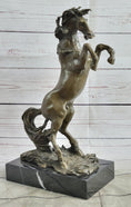 Load image into Gallery viewer, Rearing Horse Bronze Metal Statue Sculpture Figure on Marble Base
