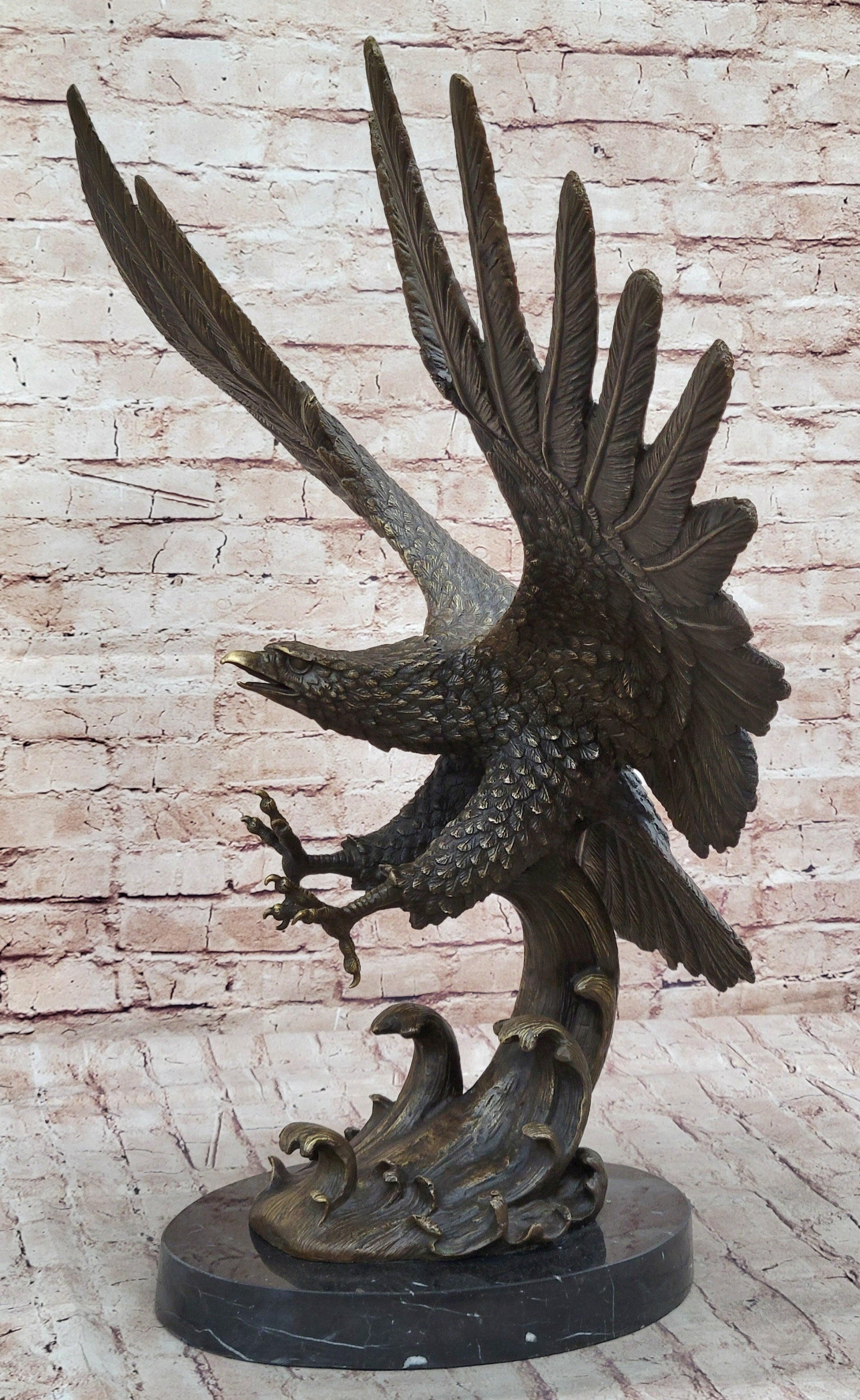 Bronze Metal Eagle Statue Sculpture Garden Yard Original Casting 26"" x 31" 