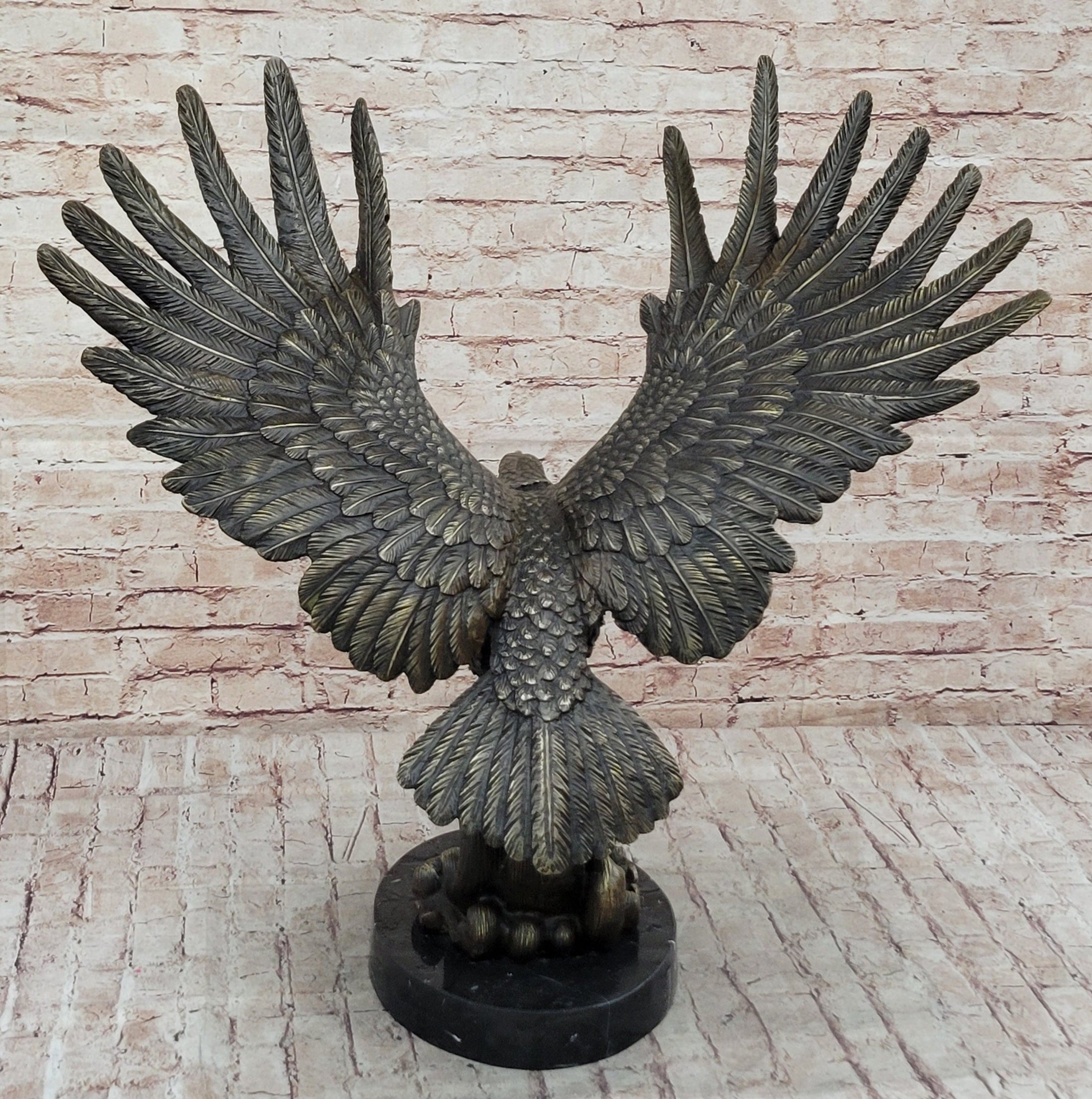 Bronze Metal Eagle Statue Sculpture Garden Yard Original Casting 26"" x 31" 