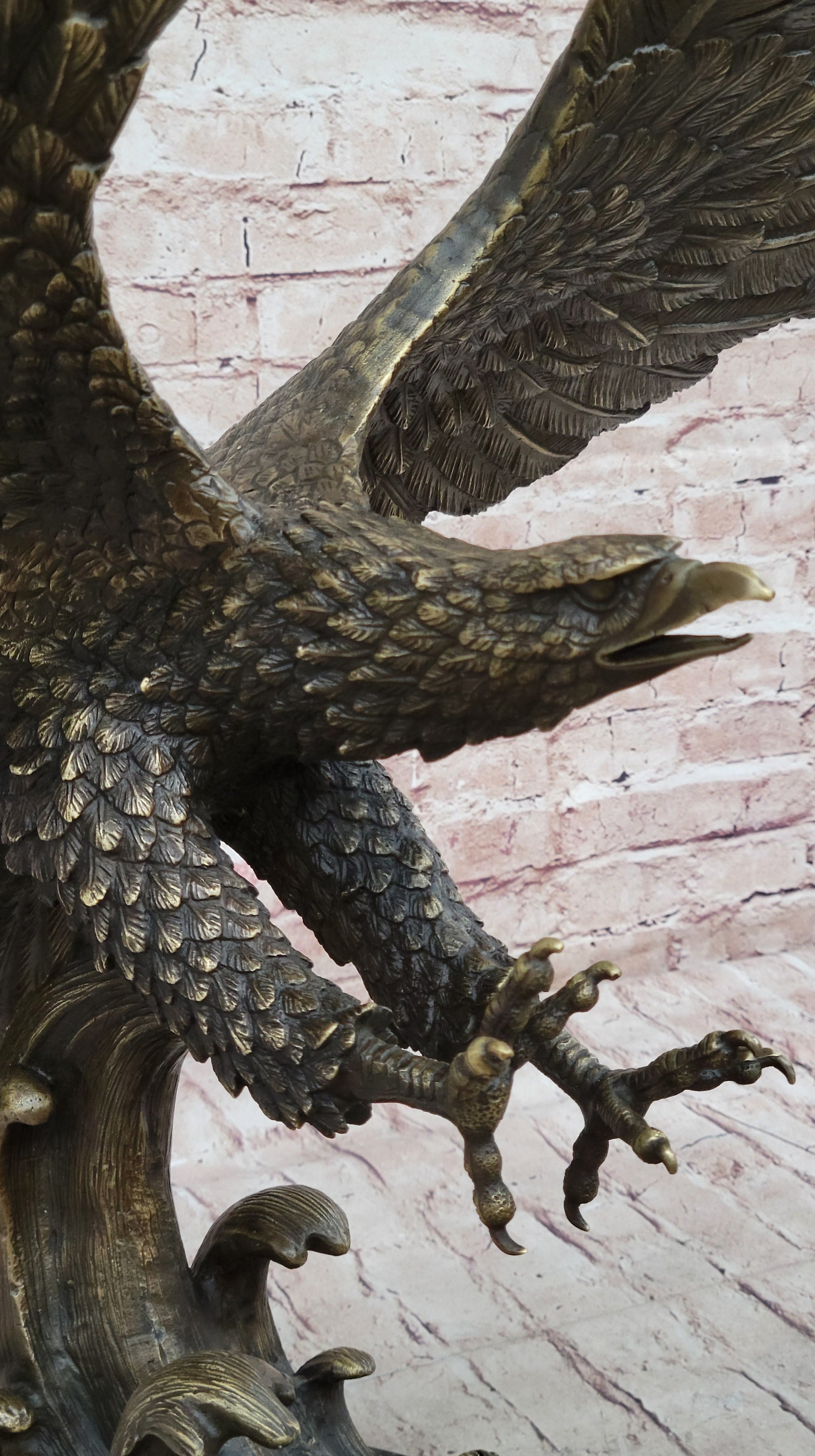 Bronze Metal Eagle Statue Sculpture Garden Yard Original Casting 26"" x 31" 