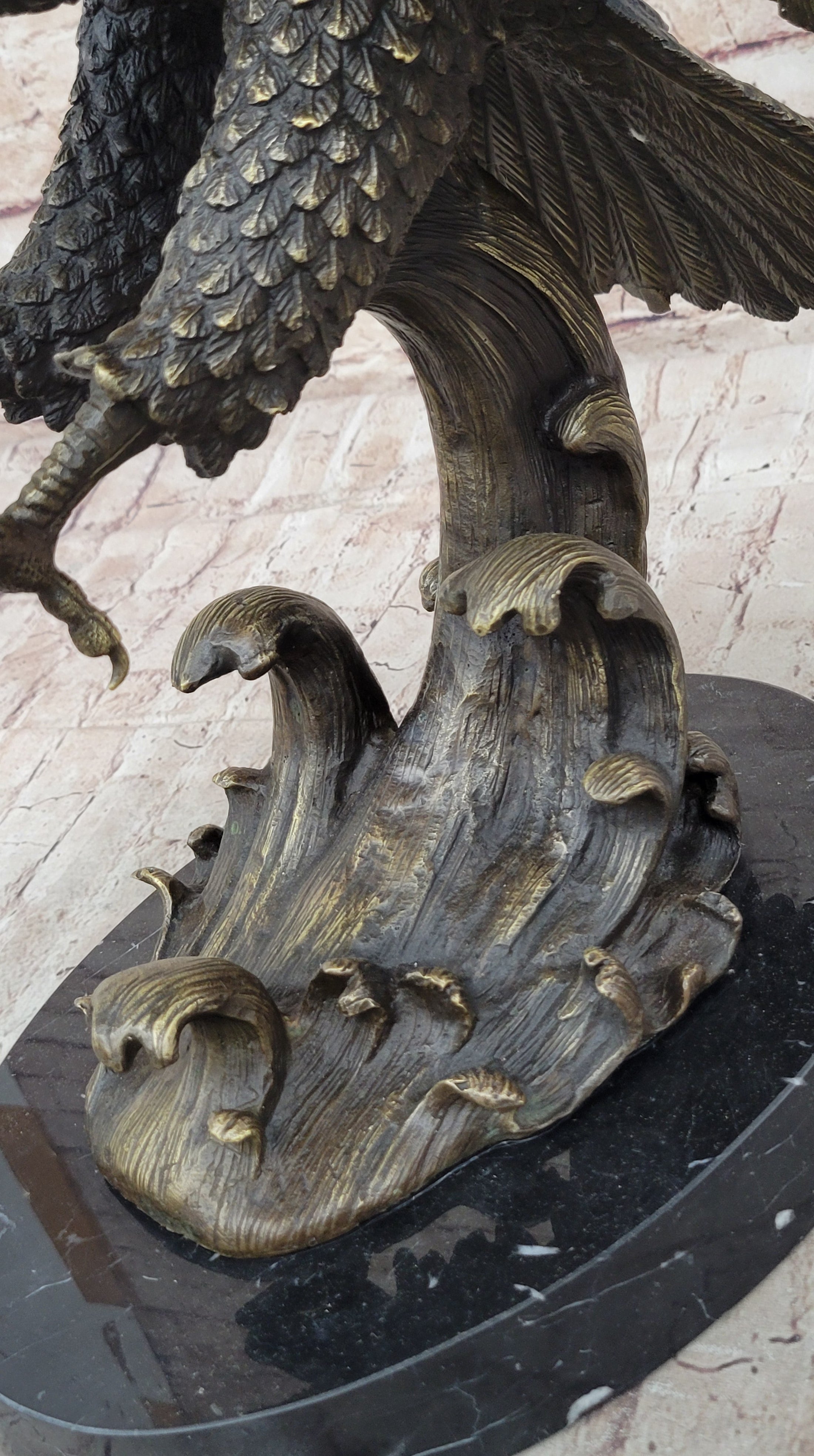 Bronze Metal Eagle Statue Sculpture Garden Yard Original Casting 26"" x 31" 