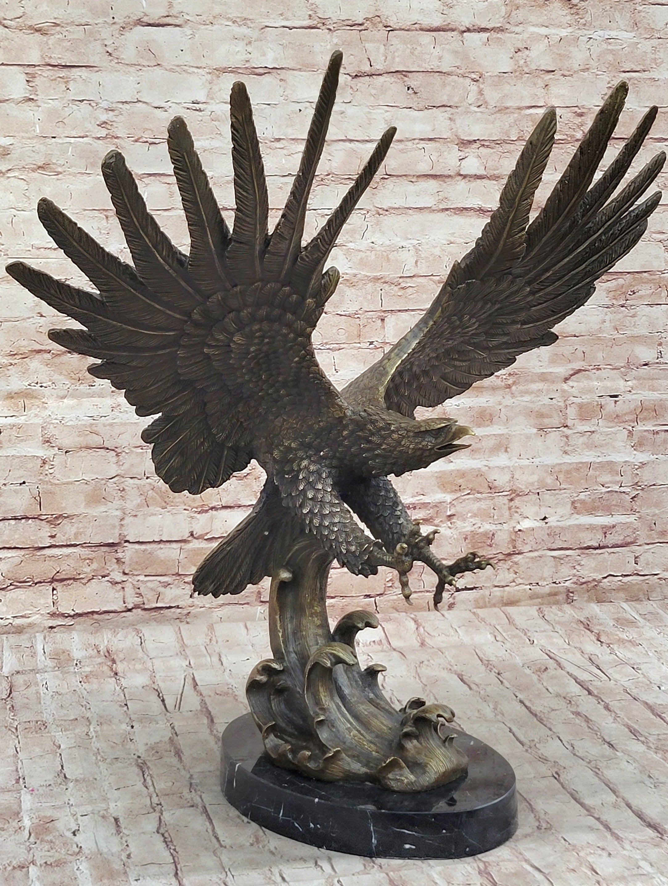 Bronze Metal Eagle Statue Sculpture Garden Yard Original Casting 26"" x 31" 