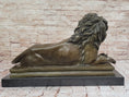 Load image into Gallery viewer, Guardian Lion Bronze Metal Figure Sculpture Statue on Marble Base after Antoine Barye
