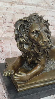 Guardian Lion Bronze Metal Figure Sculpture Statue on Marble Base after Antoine Barye