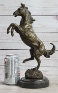 Load image into Gallery viewer, Signed Barye Excited Rearing Horse Bronze Marble Sculpture Racing Marble Figure
