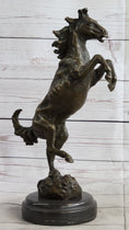 Load image into Gallery viewer, Signed Barye Excited Rearing Horse Bronze Marble Sculpture Racing Marble Figure
