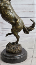 Load image into Gallery viewer, Signed Barye Excited Rearing Horse Bronze Marble Sculpture Racing Marble Figure
