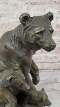 Load image into Gallery viewer, Large Mother Bear With her Cubs on a Rock Bronze Art Deco Marble Sculpture Barye
