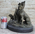 Load image into Gallery viewer, HUNTING DOGS ENGLISH BULLDOG SHEPHERD BRONZE SCULPTURE FIGURINE MARBLE BASE DECO
