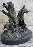 Load image into Gallery viewer, HUNTING DOGS ENGLISH BULLDOG SHEPHERD BRONZE SCULPTURE FIGURINE MARBLE BASE DECO
