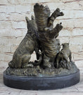 Load image into Gallery viewer, HUNTING DOGS ENGLISH BULLDOG SHEPHERD BRONZE SCULPTURE FIGURINE MARBLE BASE DECO
