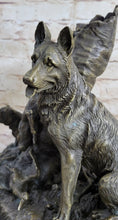 Load image into Gallery viewer, HUNTING DOGS ENGLISH BULLDOG SHEPHERD BRONZE SCULPTURE FIGURINE MARBLE BASE DECO

