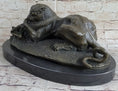 Load image into Gallery viewer, Panther Puma Mountain Lion vs. Alligator Cayman Crocodile Bronze Sculpture Statue
