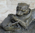 Load image into Gallery viewer, Panther Puma Mountain Lion vs. Alligator Cayman Crocodile Bronze Sculpture Statue
