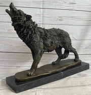 Extra Large Wild Animal Life Wolf Dog Bronze Sculpture Hot Cast Marble Figurine