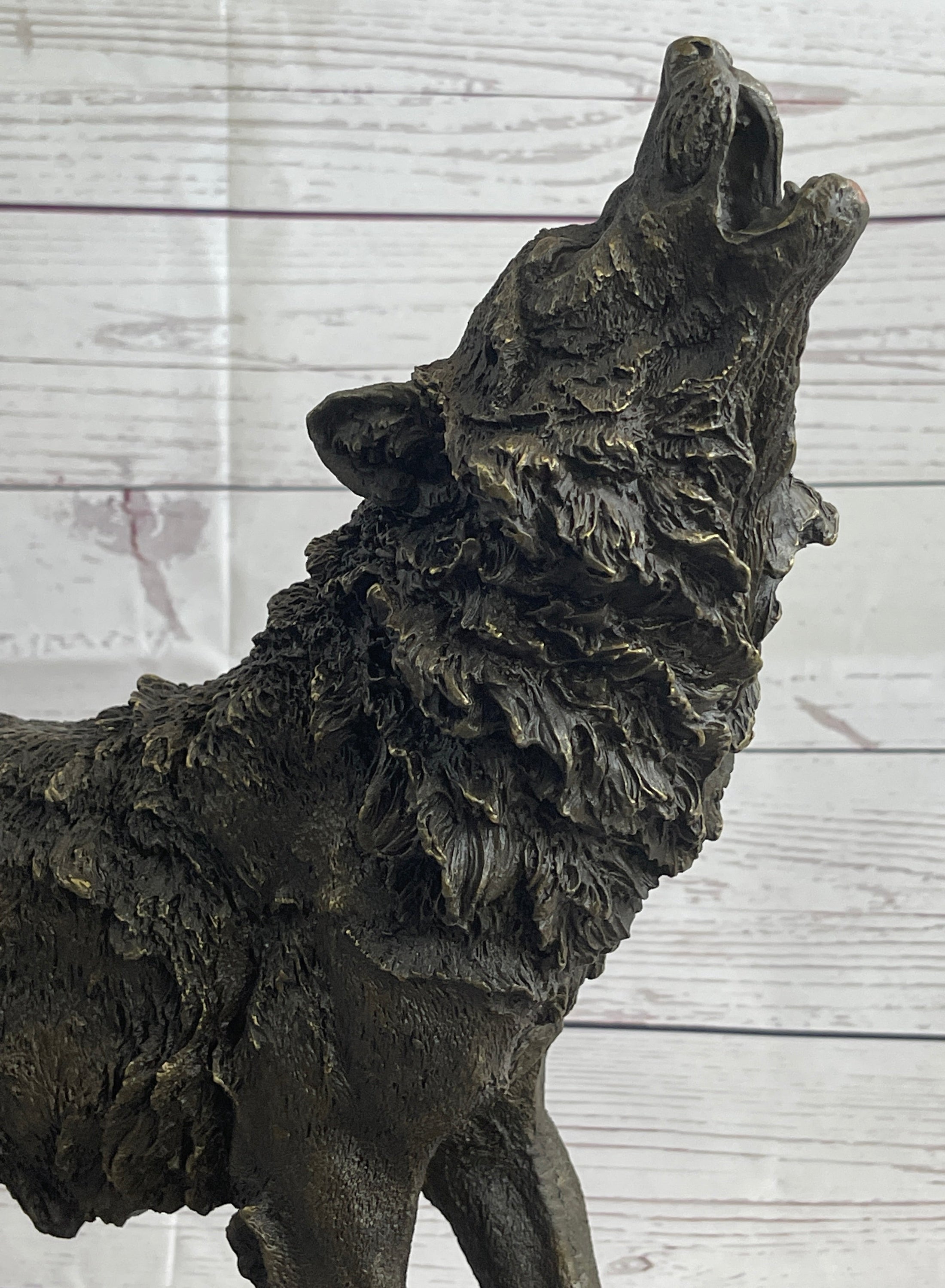 Extra Large Wild Animal Life Wolf Dog Bronze Sculpture Hot Cast Marble Figurine