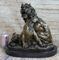 Load image into Gallery viewer, Male & Female Lion Necking Romantic Love Bronze Statue Sculpture Figure on Marble Base
