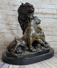 Load image into Gallery viewer, Male & Female Lion Necking Romantic Love Bronze Statue Sculpture Figure on Marble Base
